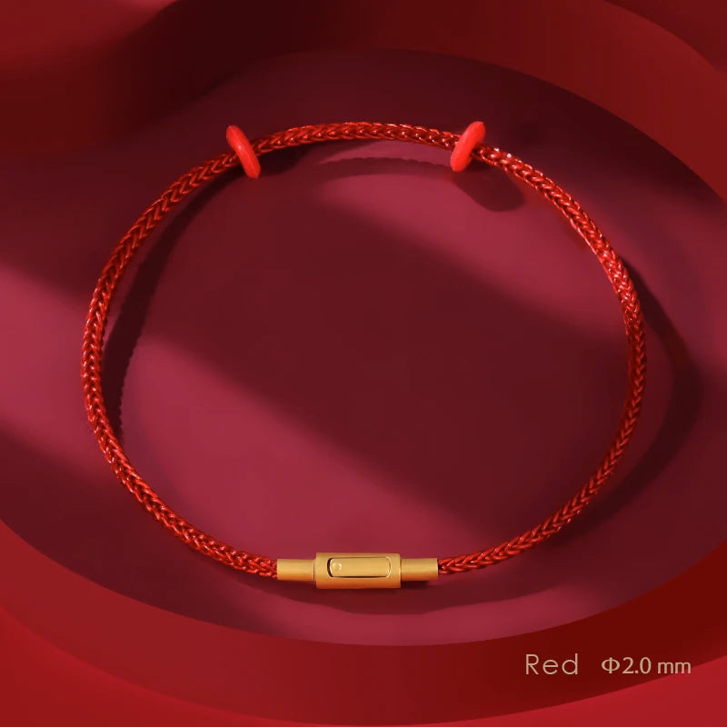 Einfache Stil Viel Glück Rot Leder Armband Für Unisex Grade 2mm DIY Perlen Edelstahl Dünne Armband Weibliche Mode schmuck