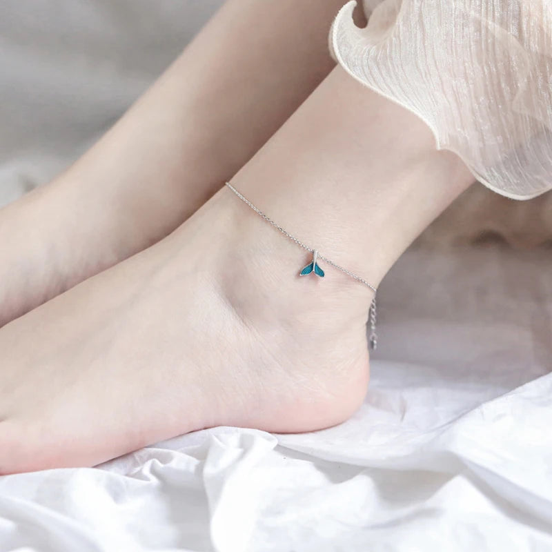 Fußkettchen aus 925er-Sterlingsilber, schillernde Kette, klare CZ, geometrisch, elegant, für Frau und Mädchen, Modeschmuck, Geschenk, Dropship-Großhandel