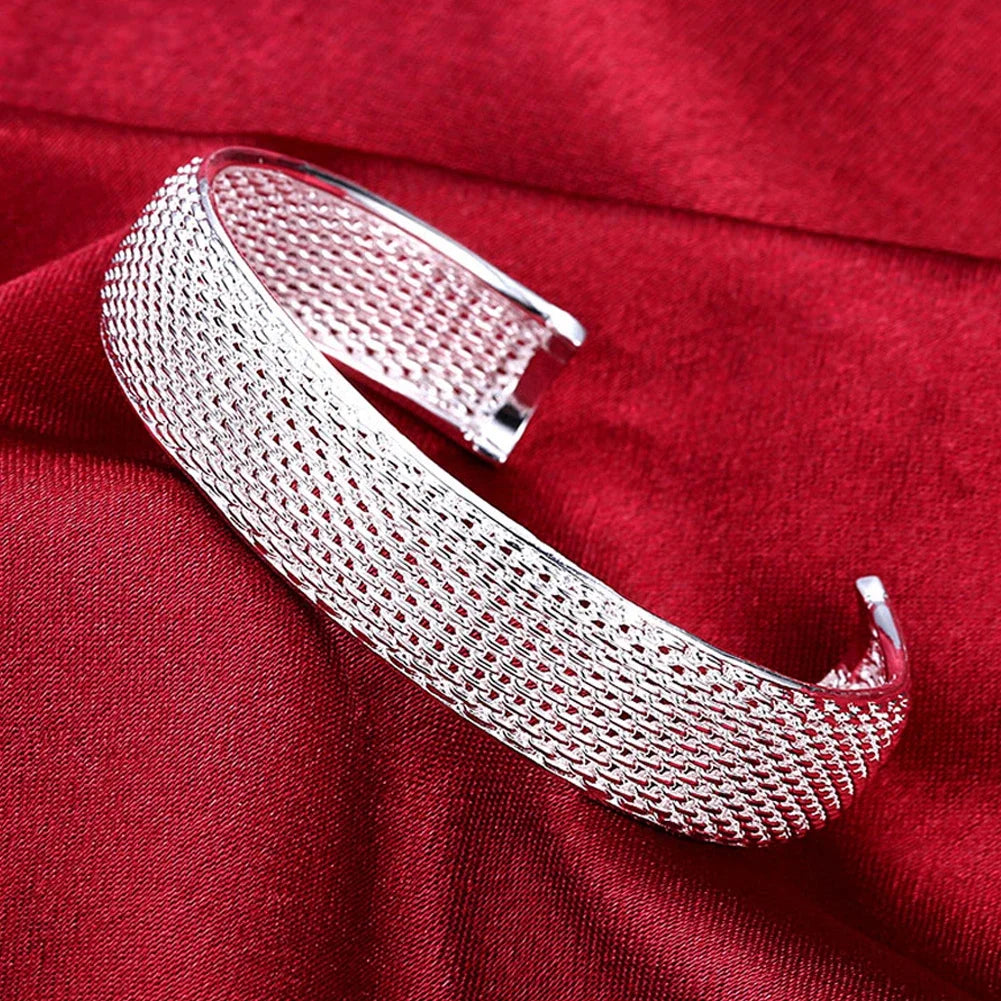 Trendige Armreifen aus 925er-Sterlingsilber, niedlich, offen, für Damen, Modeschmuck, Anpassungsgröße, Manschette, Hochzeit, Party