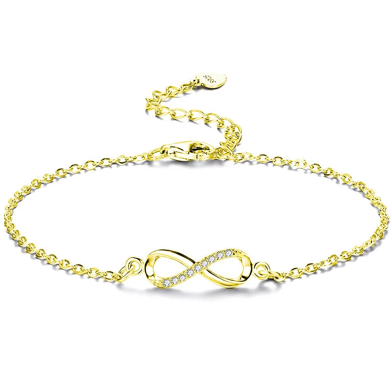 Trumium S925 Sterling Silber endlose Liebe Unendlichkeit Frauen Armbänder verstellbaren Charme 8 Symbol Armband für Mädchen Geschenke Schmuck
