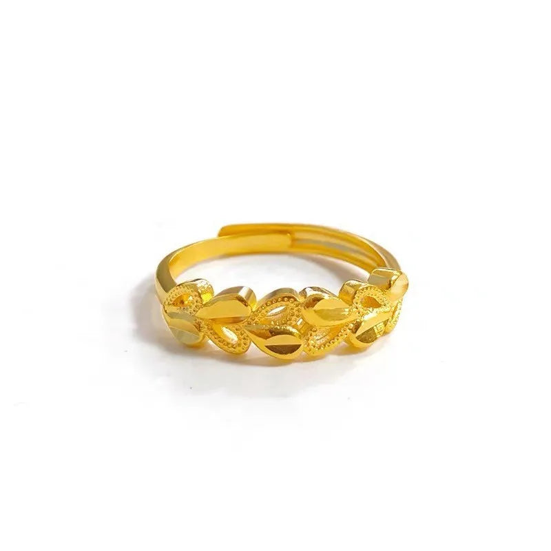 Goldene Ringe für Frauen, vergoldete Ringe, Blatt-Herz, Party, Hochzeit, Verlobungsring, Trend-Schmuck, Geschenk, Alem 1924 Anillos De Mujer