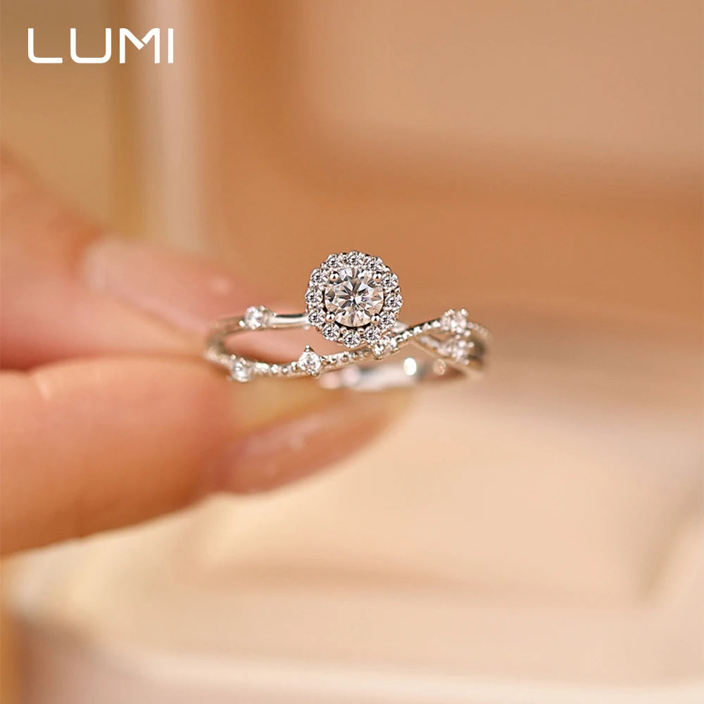0,5-1 CT D Farbe Blume Moissanit 925 Silber Ring für Frauen Romantische Blumen Hochzeit Versprechen Bands Makellos Funkelnden Schmuck GRA