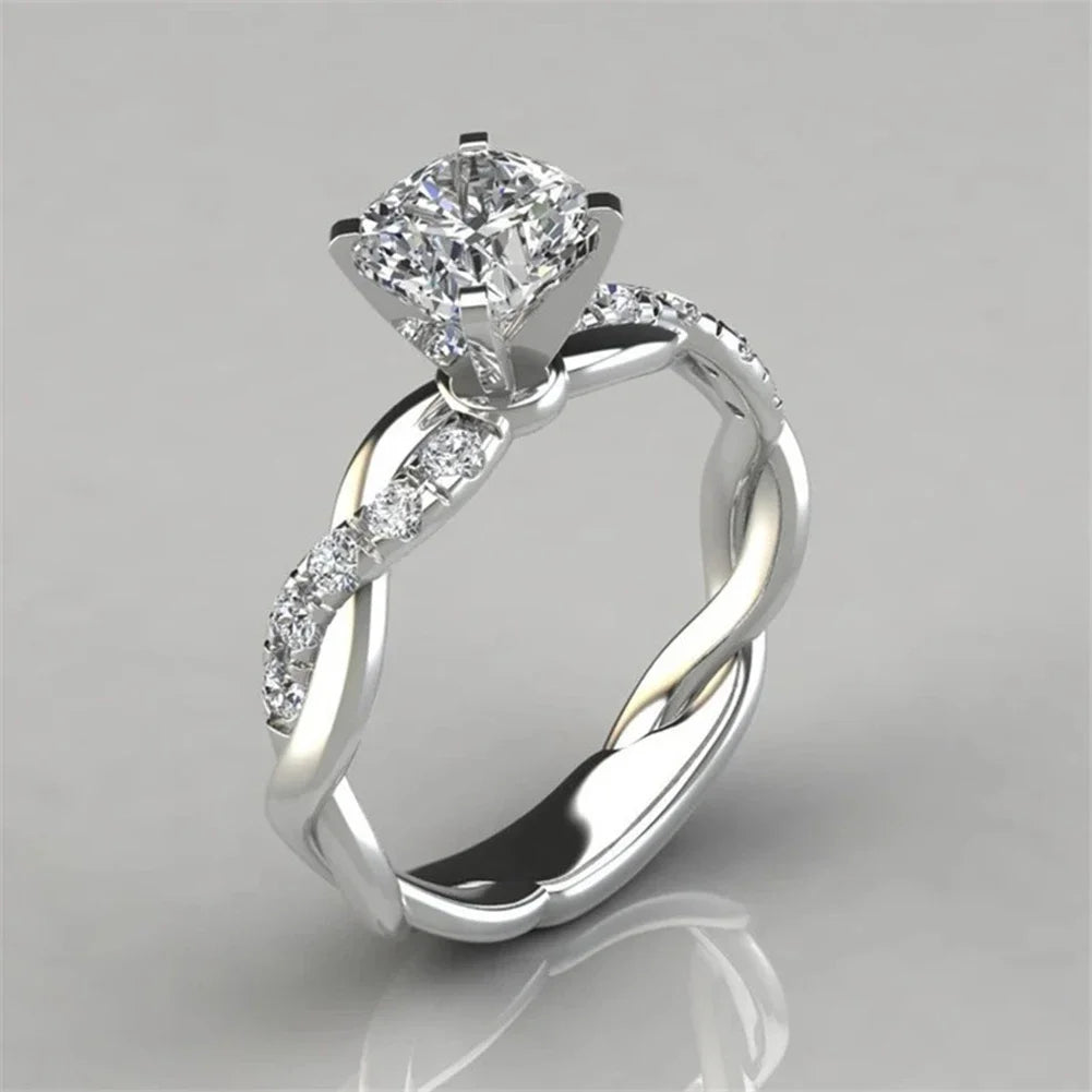 Klassische passende Eheringe für Damen, Verlobungsringe mit Zirkon-Kristallstein, Schmuckzubehör, Geschenk zum Hochzeitstag