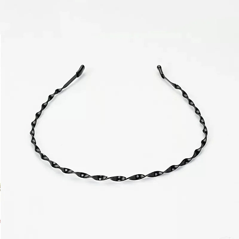 Unisex Schwarz Elastisch Rutschfest Einfache Metall Stirnbänder Für Männer Frauen Welliges Haarband Frühling Haar Hoop Mode Haar Zubehör
