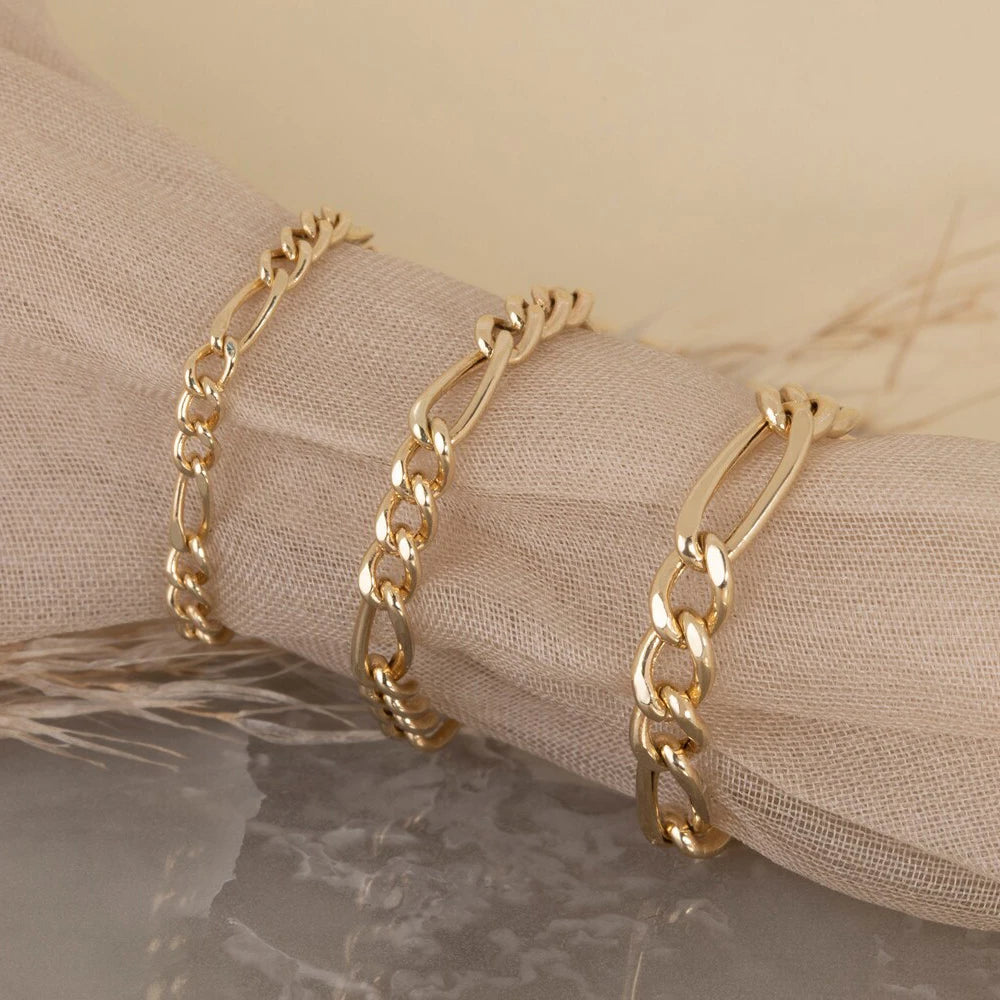 eManco Figaro-Kettenarmband für Damen, Edelstahl, vergoldet, schlichter Handschmuck im Großhandel