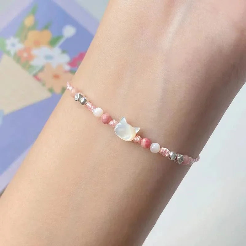 Ins Mode handgemachte Paar süße Katze Armband einzigartige stilvolle Hand Seil für Frauen Männer Perlen gewebt Armband Handgelenk Schmuck Geschenke