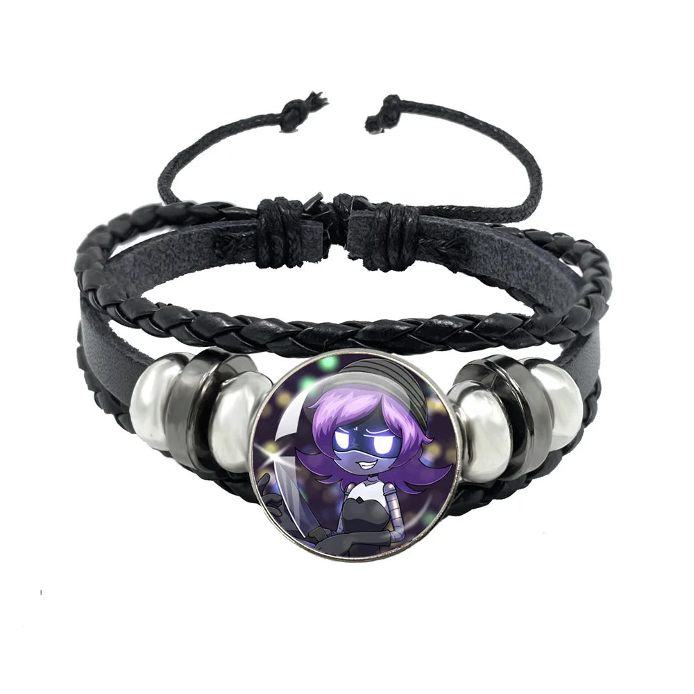 Murder Drone Uzi x N Cartoon Cabochon V Fan Art Armbänder Kunst verstellbares Lederseil Armband Armreifen handgefertigte Schmuckgeschenke