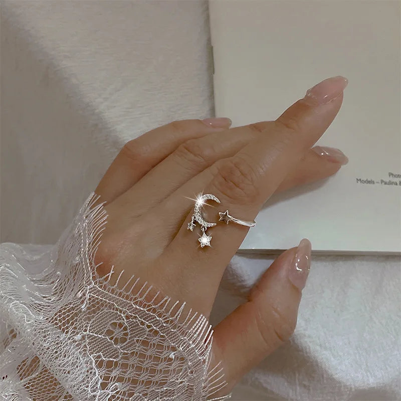 VENTFILLE 925er Silber Mondquaste Öffnung Damenmode Ins Ring
