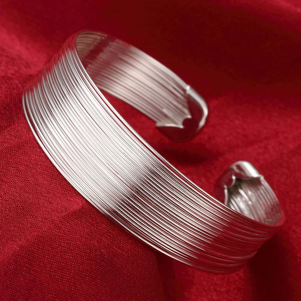 Trendige Armreifen aus 925er-Sterlingsilber, niedlich, offen, für Damen, Modeschmuck, Anpassungsgröße, Manschette, Hochzeit, Party