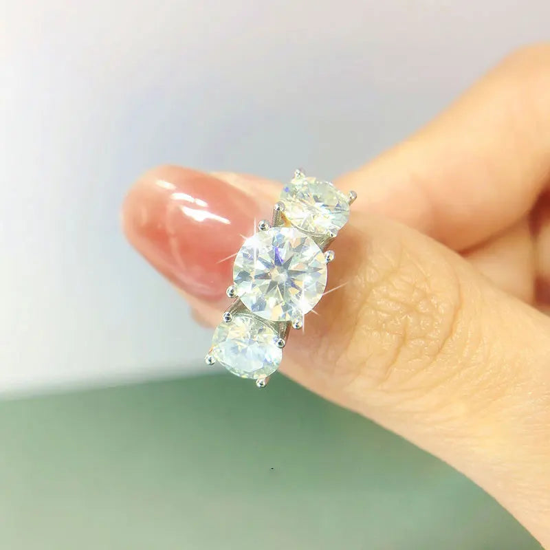 TEN CARATS 2-4CT Moissanit Ringe für Frauen S925 SilverEngagement Hochzeit Funkelnder Diamant Ring Edlen Schmuck Geschenk