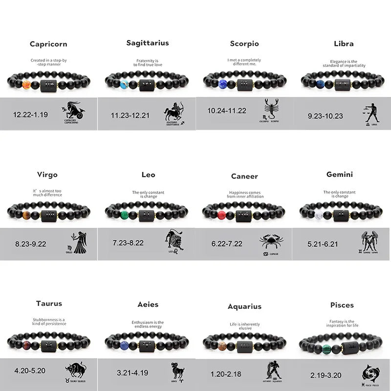12-Sterne-Schilder, Schmuck für Frauen, Steinbock, Krebs, Löwe, Skorpion, Zwillinge, Schütze, Widder, Jungfrau, Wassermann, Armbänder, Freundschaftsgeschenk