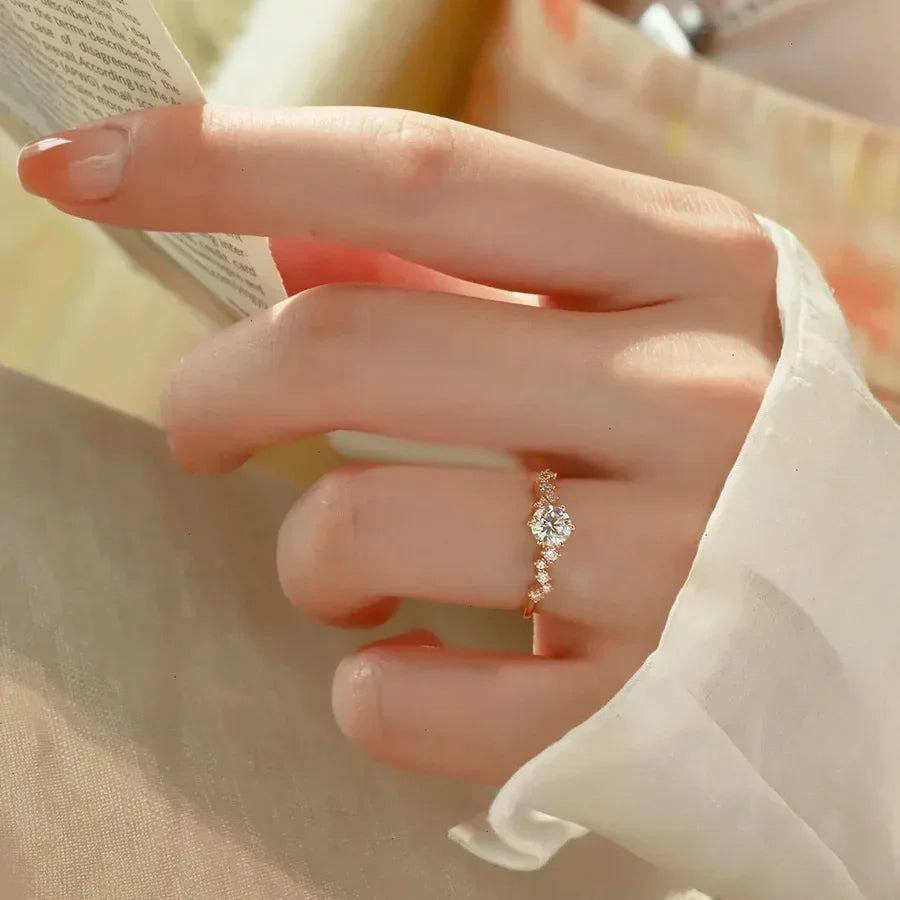 Stern-Verlobungsringe für Frauen, Edelstahl-Ring, Zertifikat, Versprechen, Hochzeitsschmuck, Bague Acier, Inoxydables, Femme Itt