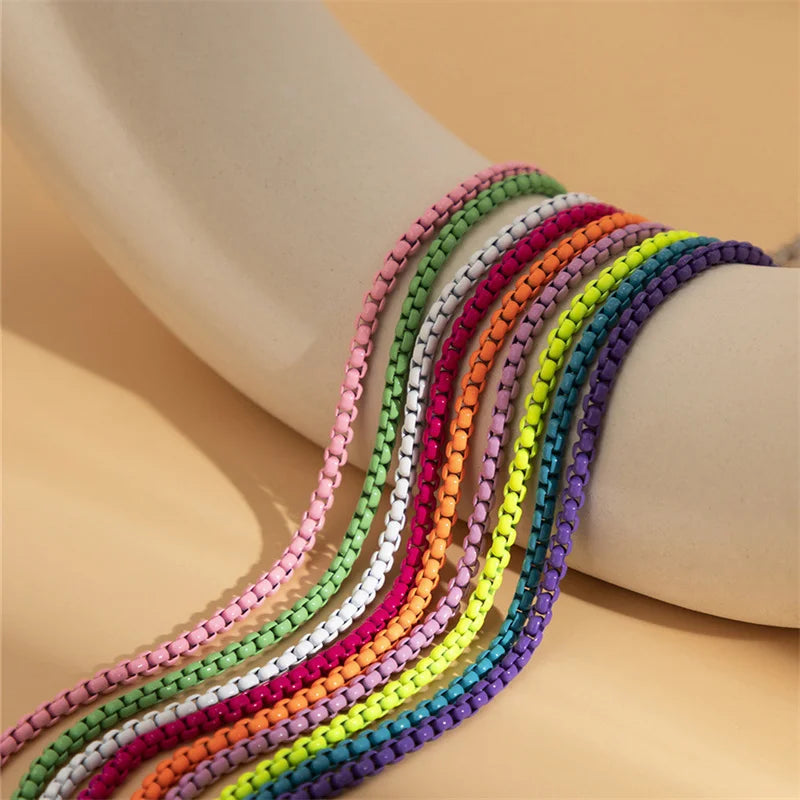 Bunte verstellbare Metallkette Fußkettchen Armband für Frauen Sommer Strand dünne Kette Knöchel Barfuß Y2K weiblicher Fußschmuck
