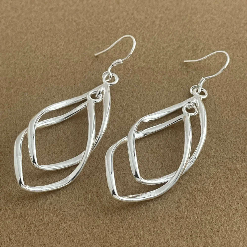 Lange Ohrringe aus 925er-Sterlingsilber mit hohler Quaste, Damenmode, Hochzeitsschmuck, Geschenk