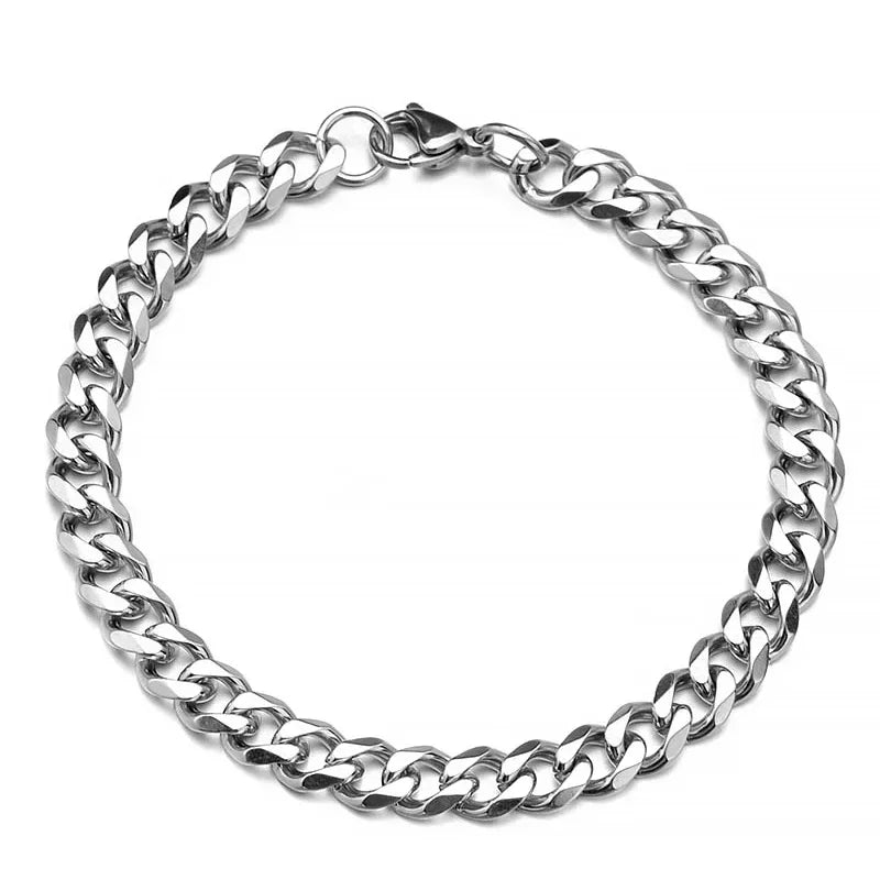 Mode Edelstahl Männer Curb Kubanischen Kette Armbänder Frauen Armband auf Hand für Paar Unisex Handgelenk Hand Schmuck