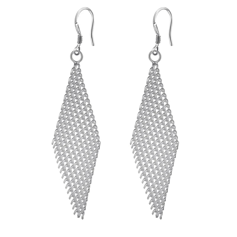 Ohrringe aus 925er-Sterlingsilber, Netzstoff, für Damen, exquisiter Student, Freundin, Schmuck, Accessoires, Hochzeit, Mode, Geschenk