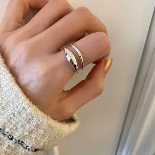 925 Sterling Silber einfache Punk Hohl ringe für Frauen geometrische Mode offen verstellbare handgemachte Party Schmuck Geschenk Allergie