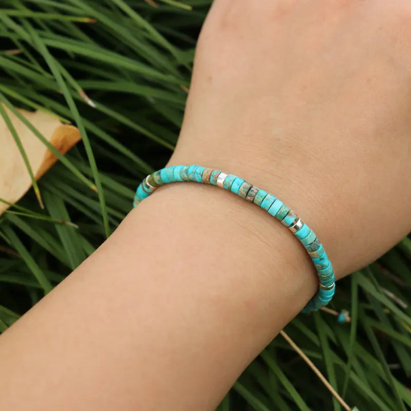 1PC Natürliche Blaue Kaiser Stein Perlen Gewebt Armband Poliert Block Form Einstellbare Seil dame Geschenk Armband Perlen Armband