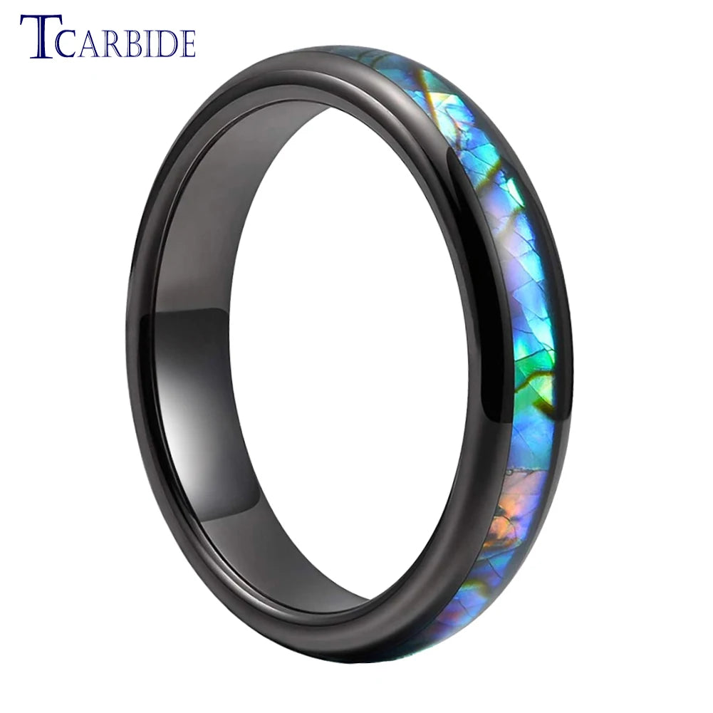 4mm Frauen Ring versand kostenfrei Wolfram Ehering Abalone Shell Inlay gewölbten polierten trend igen Schmuck
