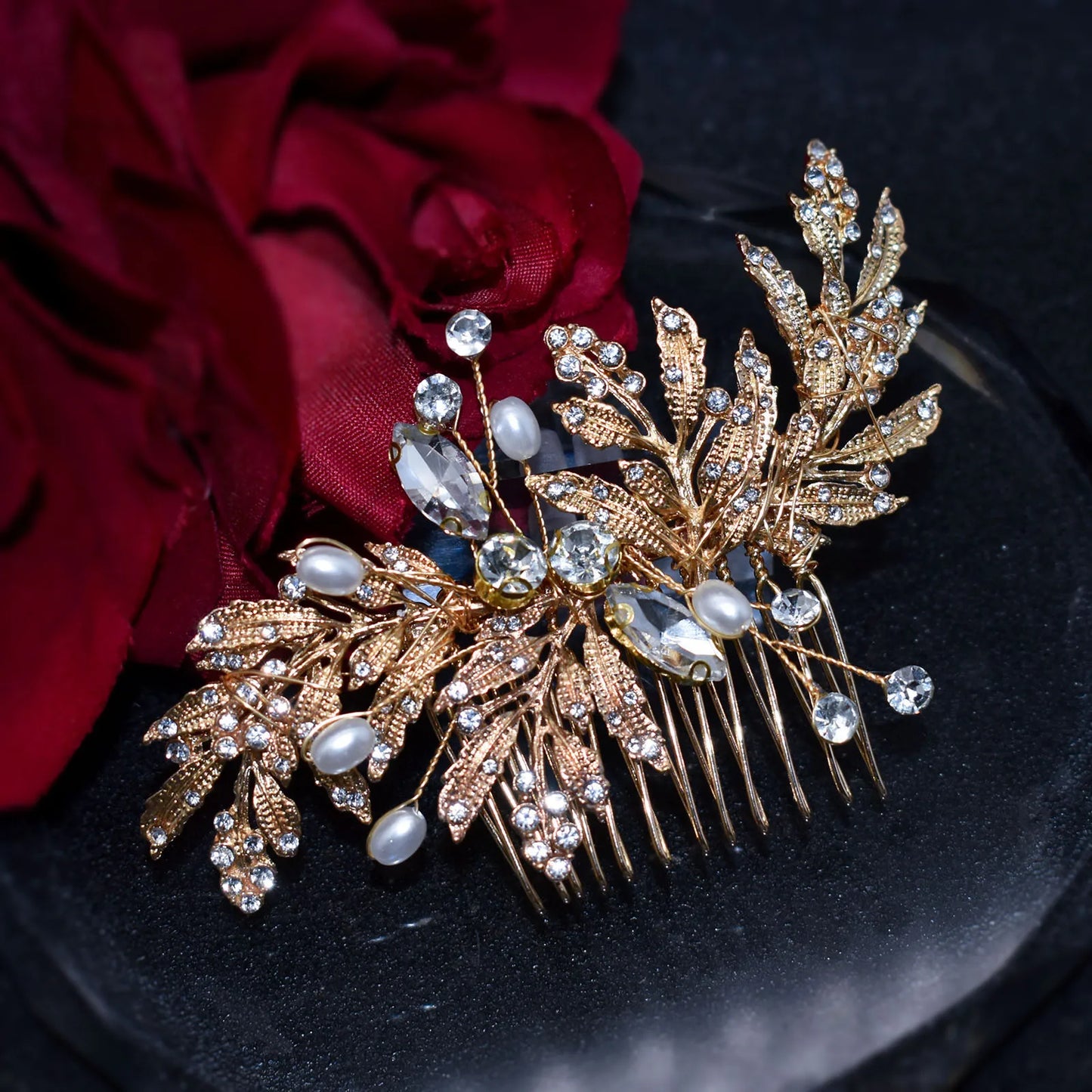 A499 Silber Gold Farbe Haar Kamm Kristall Hochzeit Kopf Stück Braut Kopfbedeckungen Frauen Haar Zubehör Party Pin Clip Prom Stirnband