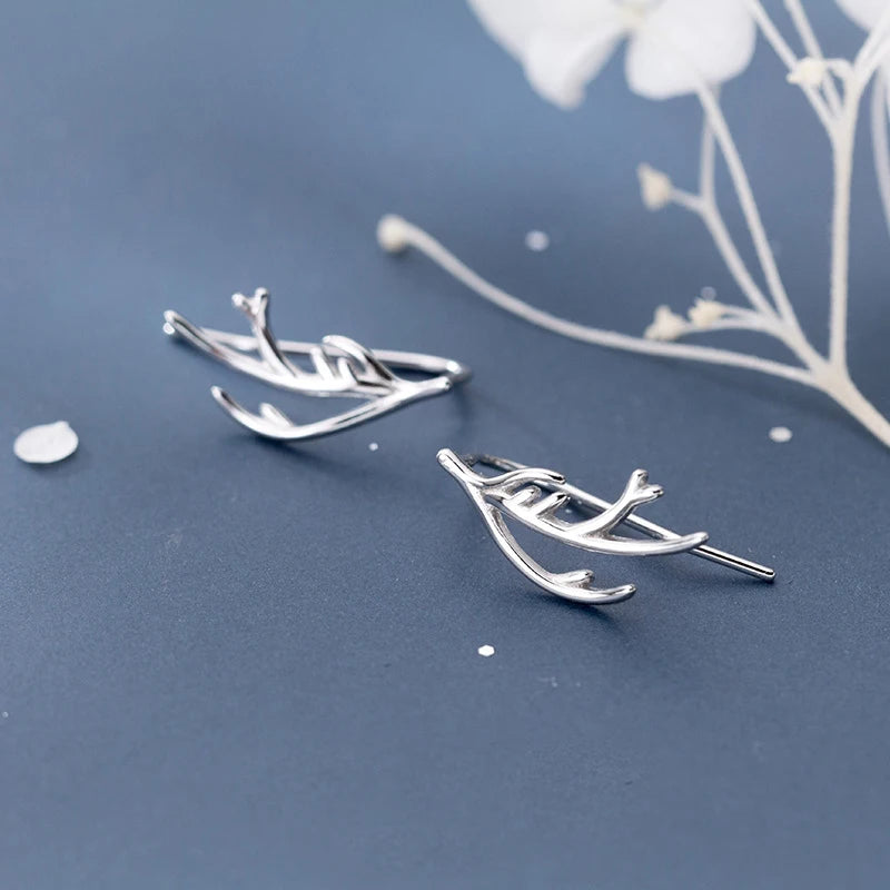 MloveAcc Ohrstecker aus 925er-Sterlingsilber mit Elchgeweih, für Damen und Mädchen, modischer feiner Silberschmuck