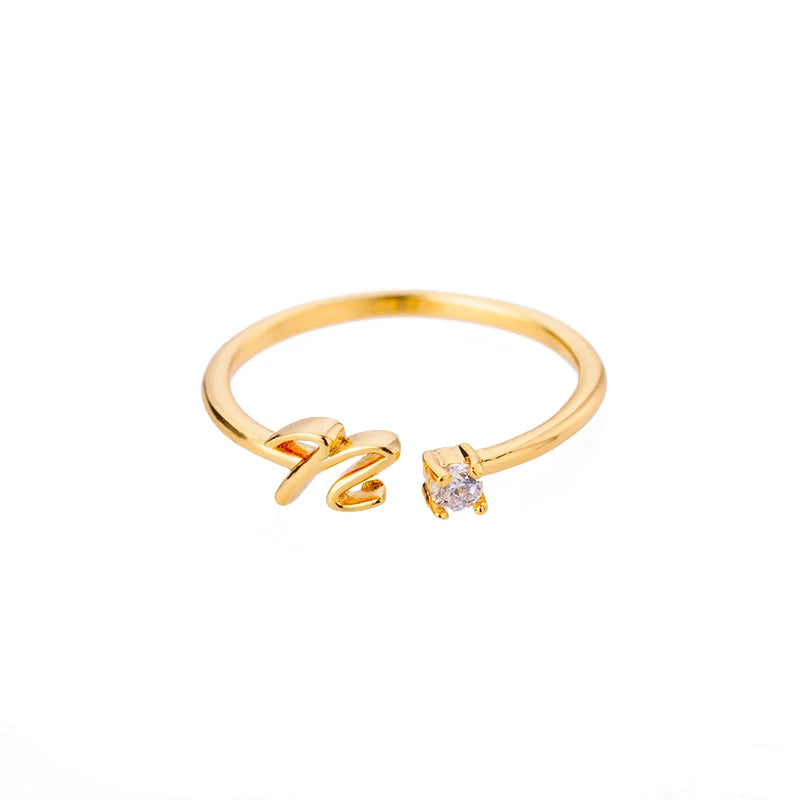 A-Z-Anfangsringe für Frauen, offen, verstellbar, Edelstahl, Ehering, 2025, Trend, Goldfarbe, Paar-Schmuck, Accessoires, Geschenk