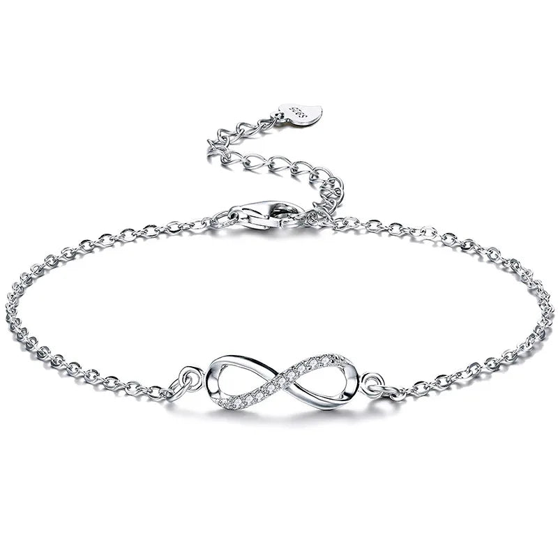 Trumium S925 Sterling Silber endlose Liebe Unendlichkeit Frauen Armbänder verstellbaren Charme 8 Symbol Armband für Mädchen Geschenke Schmuck