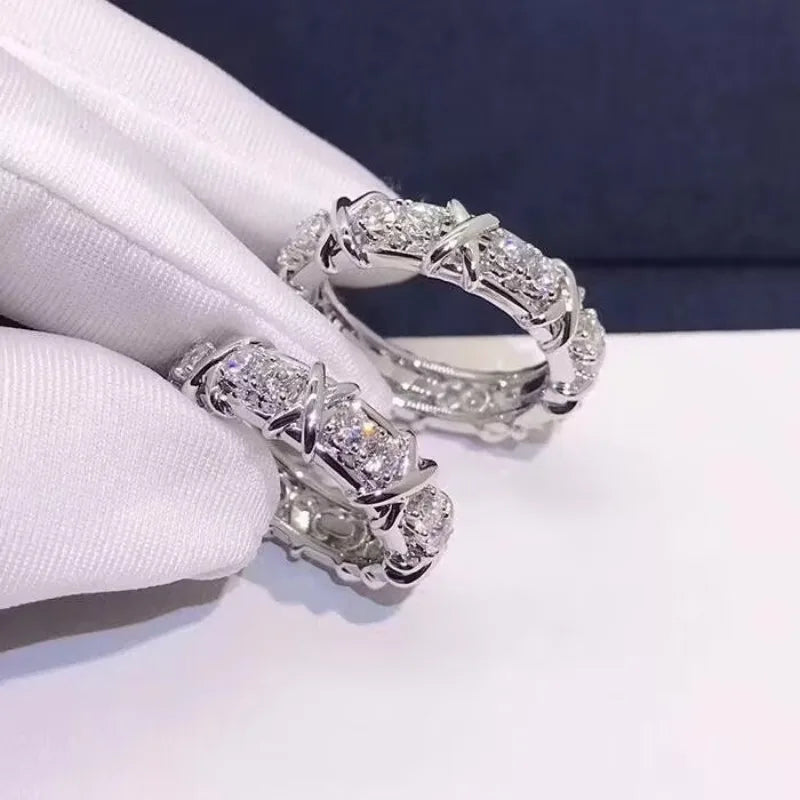 Exquisite Mode Kreuz Zirkon Ringe für Frauen Hochzeit Verlobung sring romantische Valentinstag Jubiläum Geschenk Schmuck Mujer