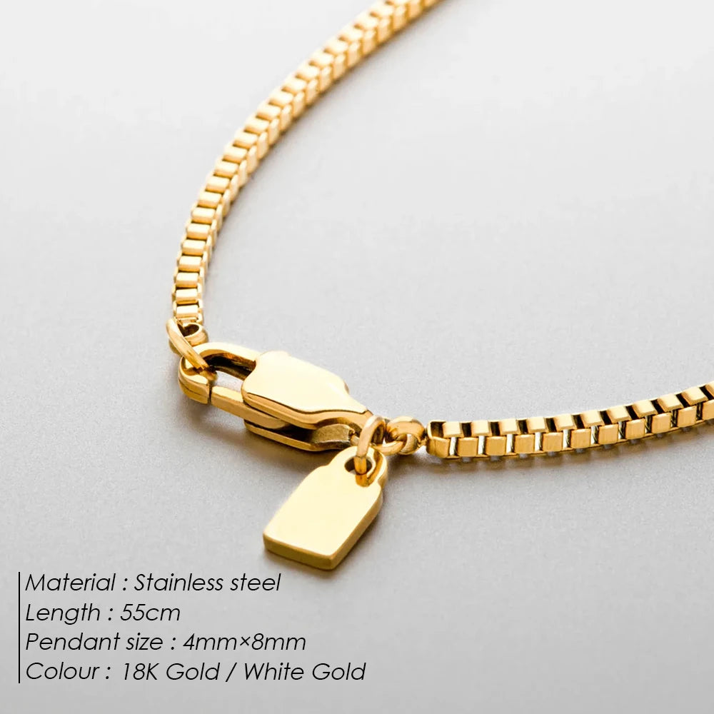 ELANDIS Edelstahl Wasserdicht Platin Charme 1,5 MM Box Kette Halskette in Weiß Goldene männer Feine Geschenk Schmuck dropshipping