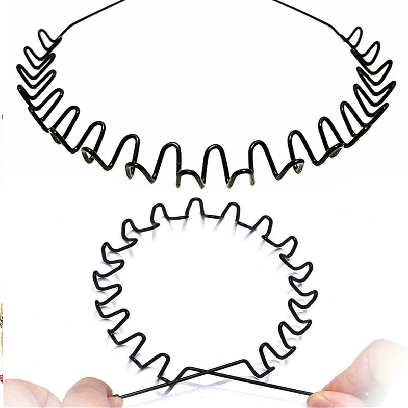 Unisex Schwarz Elastisch Rutschfest Einfache Metall Stirnbänder Für Männer Frauen Welliges Haarband Frühling Haar Hoop Mode Haar Zubehör