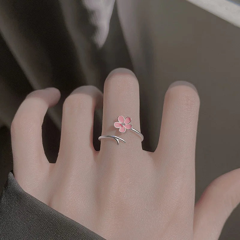 Luxus Zirkon Blume Öffnung Ringe für Frauen Zirkonia Rose Kirschblüte Tulpe Einstellbare Finger Ring Hochzeit Schmuck
