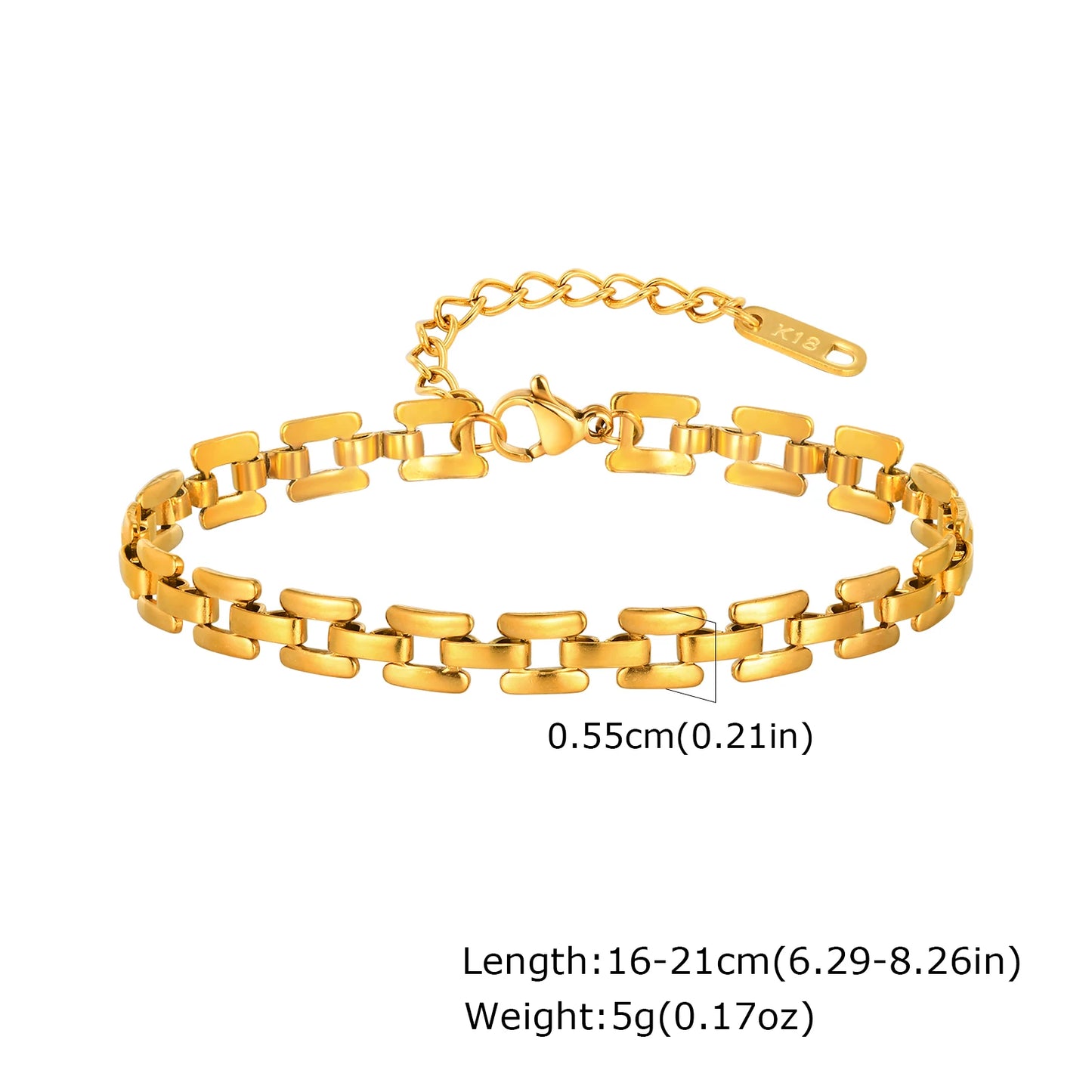 Miami Cuban Link Chain Armband für Damen, Edelstahl, goldfarben, verstellbar, minimalistische Armbänder, Schmuck, Geschenke
