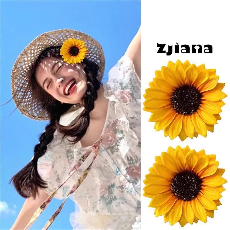 Sommer Sonnenblume Haarspange Süße Gelbe Blume Große Haarnadel Rand Clip Frauen Mädchen Mode Haar Zubehör Strand Kopfschmuck Geschenke