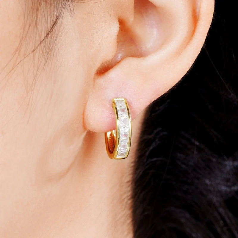 Gold Farbe Überzogene Edelstahl Runde Kreis Ohrringe für Frauen Mode Zirkonia Creolen Schmuck Pendientes Mujer
