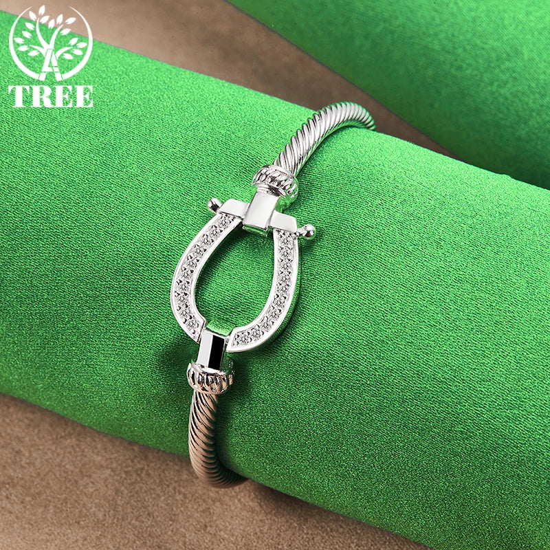 ALITREE 925 Sterling Silber Knoten Seil Armreifen Für Frauen Armreif Mode Geburtstag Hochzeit Schmuck Dame Armbänder Geschenke