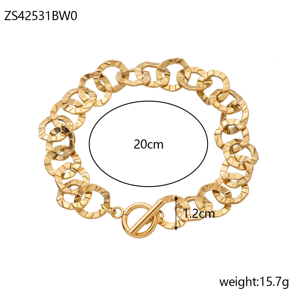 Car lidana Chic 18 Karat vergoldete Büroklammer kubanische Kette Armband Titan Edelstahl Leder Glieder ketten Armbänder Schmuck
