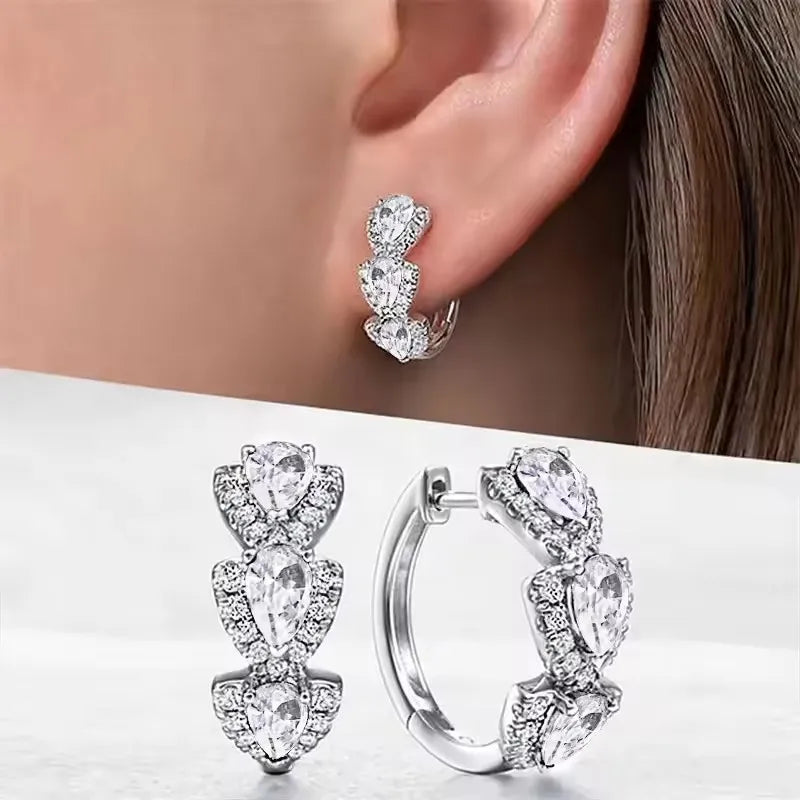 Luxuriöse, trendige blaue Zirkonia-Creolen aus 925er-Sterlingsilber, Hochzeit, Party, elegante Accessoires für Frauen, Schmuck, Geschenk