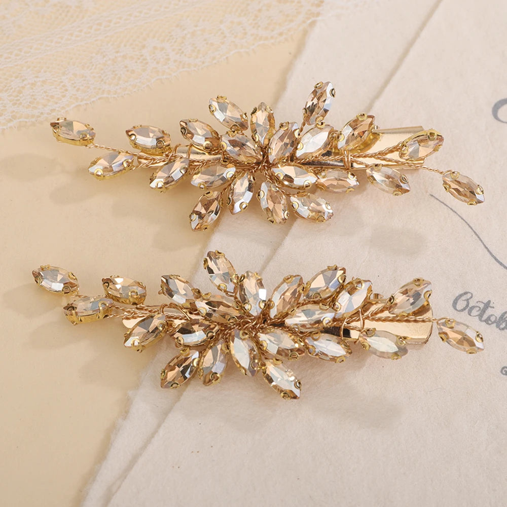 2PCS Strass Haarspange für Hochzeit Braut Kopfschmuck Silber Schwarz Braut Haarschmuck Grün Rot Tiara Blau Lila Ornamente