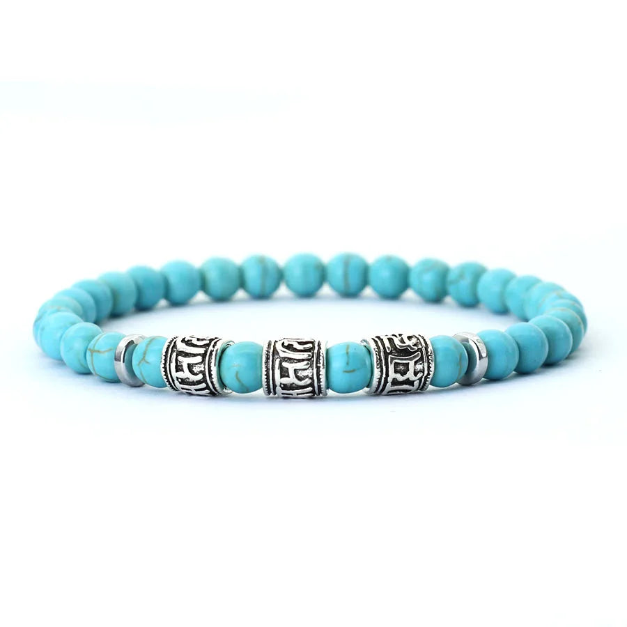 Vintage Herren Armband Perlen Om Mani Padme Hum Mantra Armband Wikinger Schmuck Zubehör Natürliche Lava Tigeraugen Stein Armband