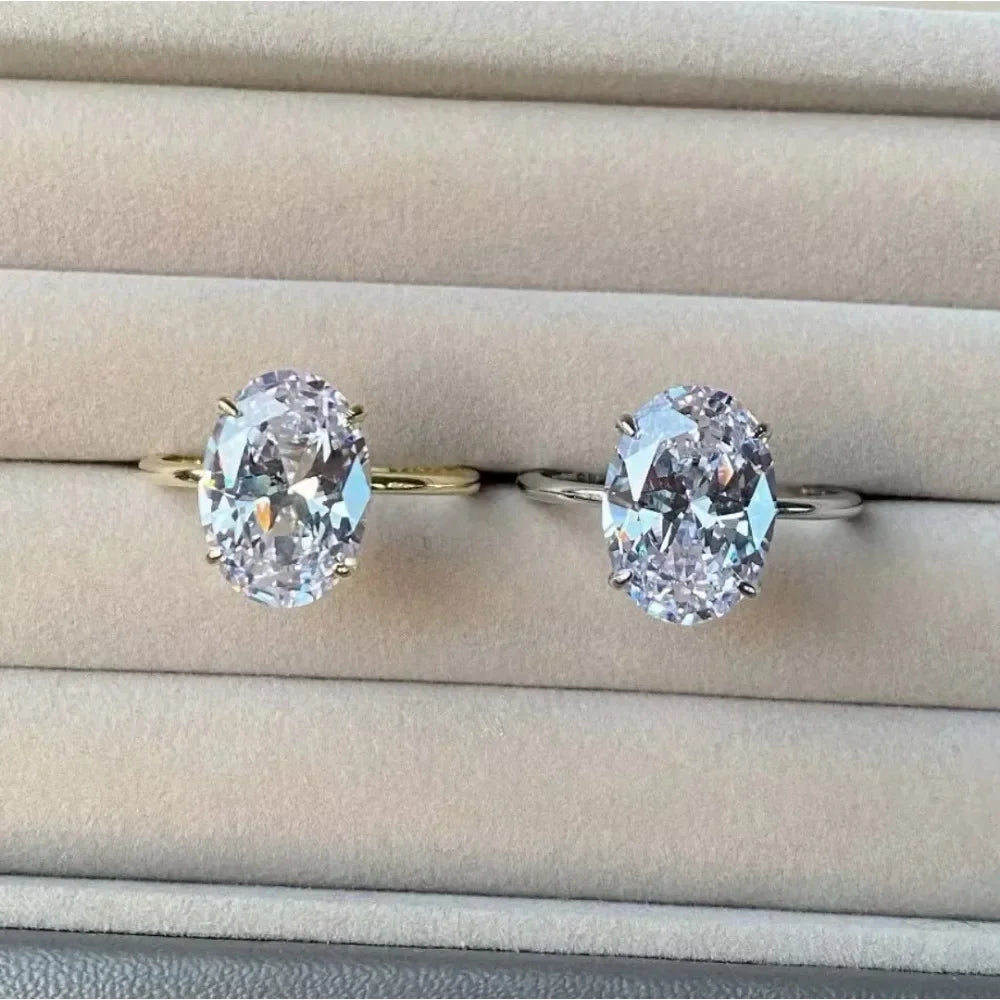 2025, modische, luxuriöse, ovale Original-Edelstahlringe für Frauen, Verlobungsgeschenk, Vorschlag, Schmuck, Braut, Hochzeit