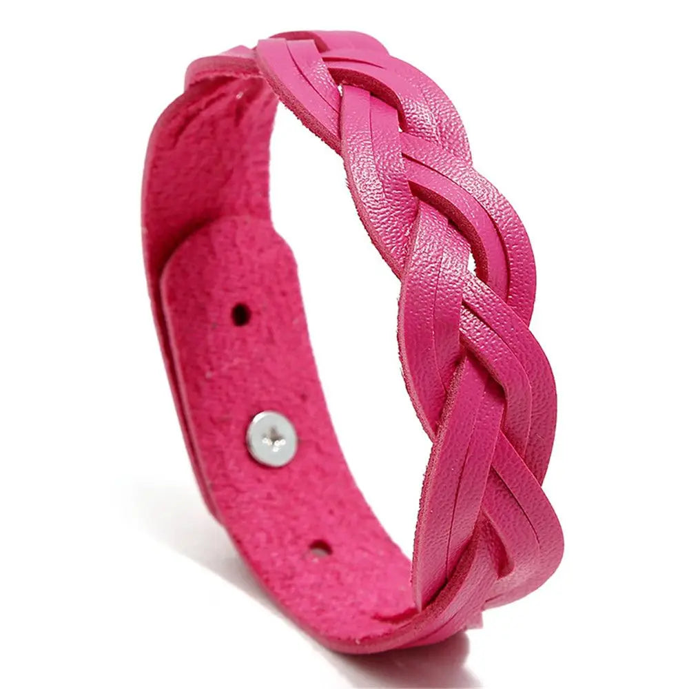 Mode solide geflochtene Twist Leder Armband einfache vielseitige Student Armreifen Punk Snap Armband Schmuck verstellbare Armband