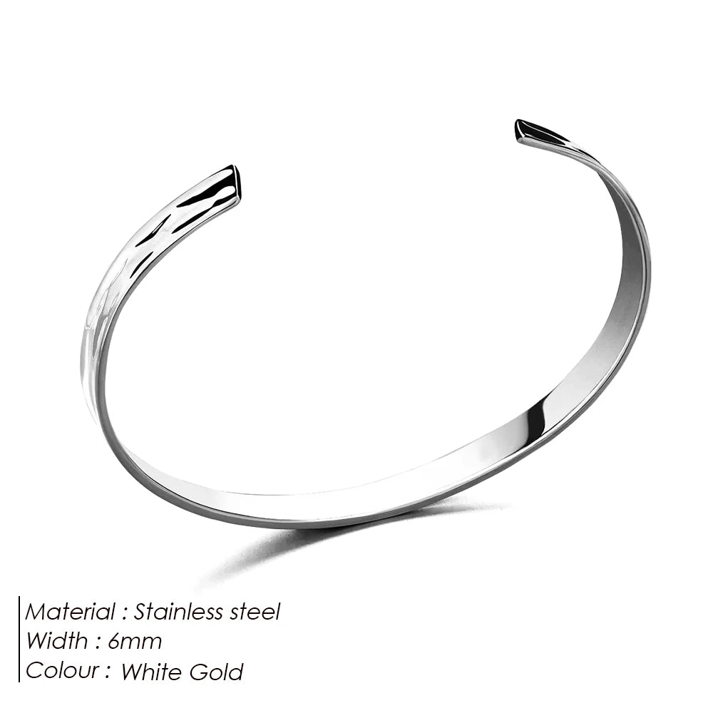 ELANDIS Herrenschmuck Edelstahl C-Form Design 6MM breiter Armreif Einfaches Punk-Armband Partygeschenk Großhandel Hersteller