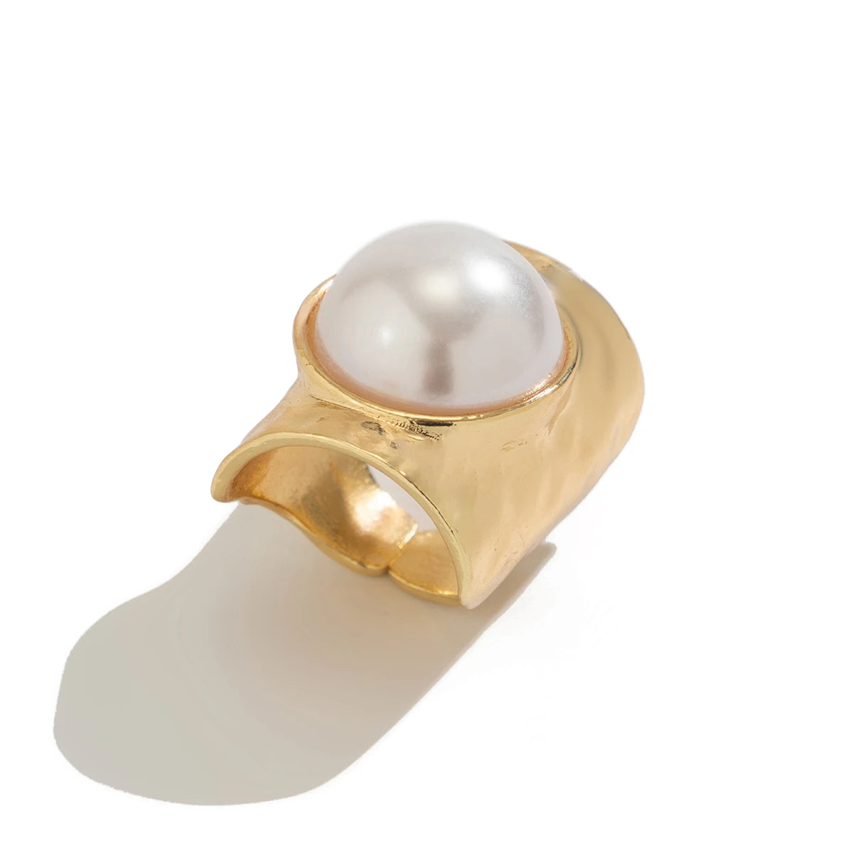 Ingemark Punk Übertrieben Unregelmäßige Metall Weit Offene Einstellbare Ringe für Frauen Imitation Perle Geometrische Finger Ring Männer Schmuck