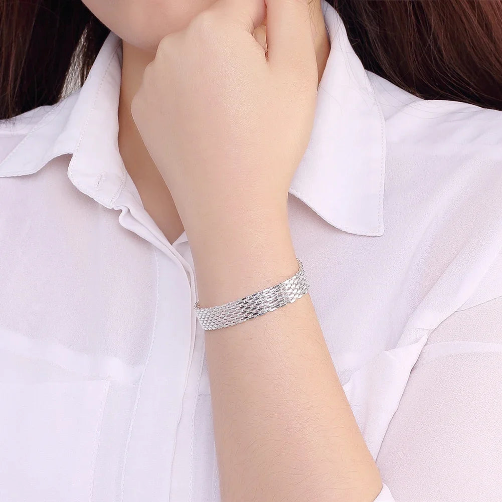 Heiße neue Armbänder aus 925er Sterlingsilber für Frauen, exquisite Mode, Webkette, Hochzeit, Party, Weihnachtsgeschenke, Schmuck