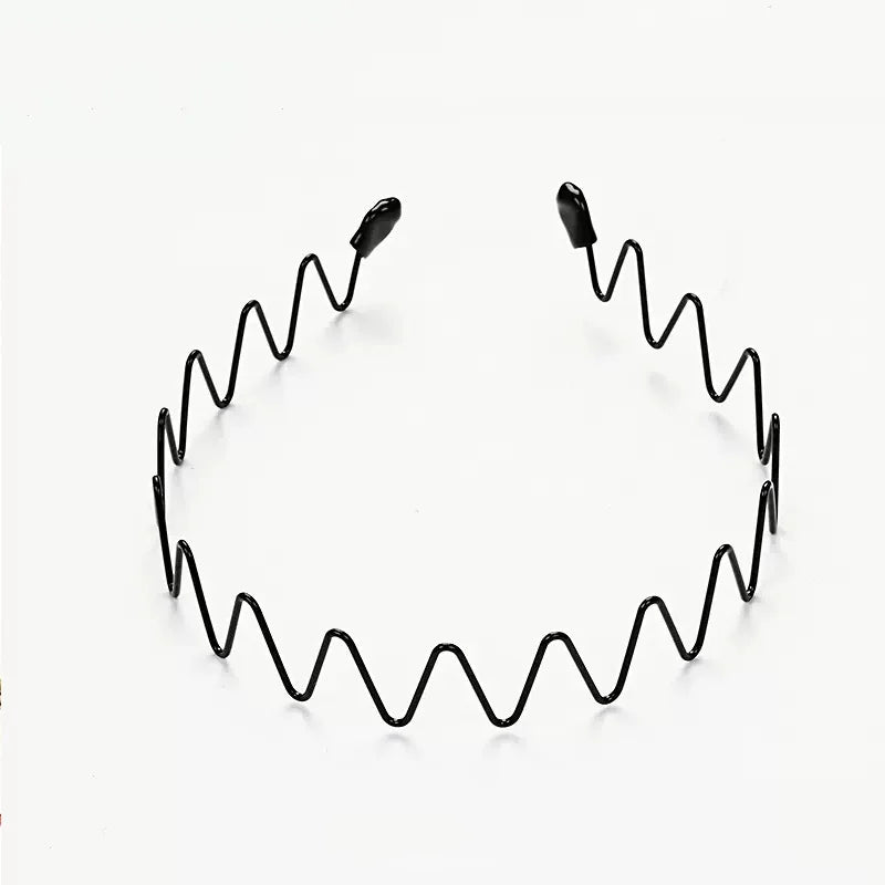 Unisex Schwarz Elastisch Rutschfest Einfache Metall Stirnbänder Für Männer Frauen Welliges Haarband Frühling Haar Hoop Mode Haar Zubehör