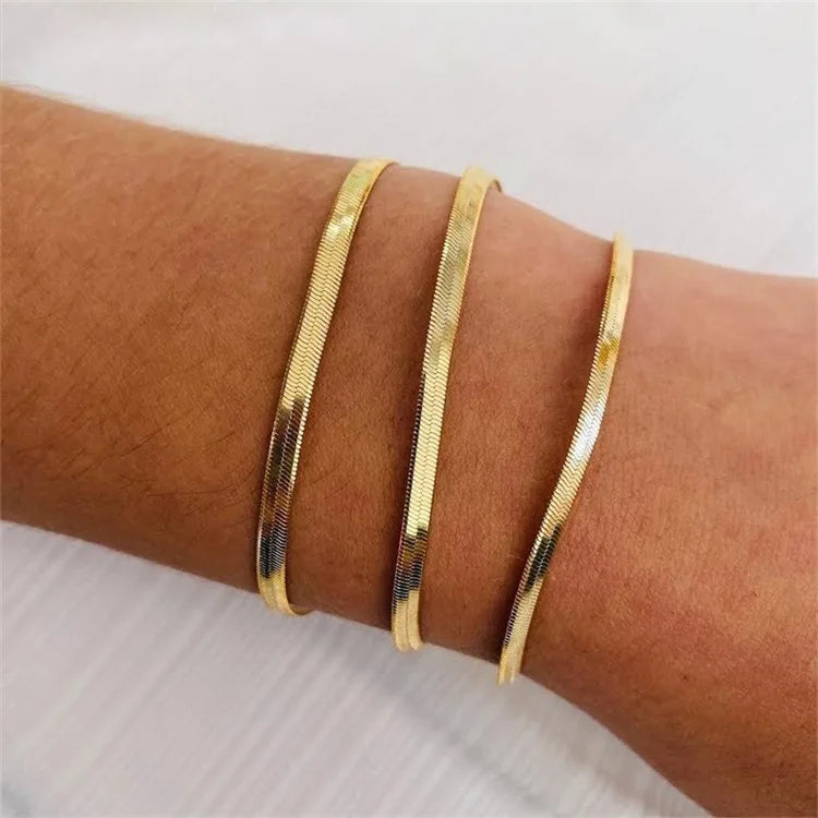 Klinge Kette Fußkettchen für Frauen Gold Farbe Armband auf Die Bein Edelstahl Schlange Ketten Mode Strand Zubehör Schmuck C046