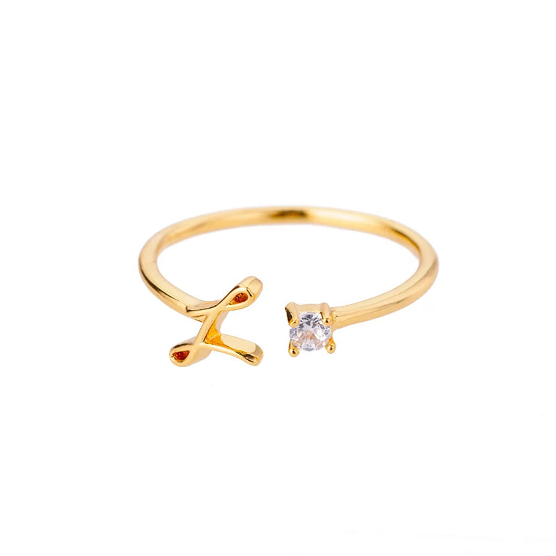 A-Z-Anfangsringe für Frauen, offen, verstellbar, Edelstahl, Ehering, 2025, Trend, Goldfarbe, Paar-Schmuck, Accessoires, Geschenk