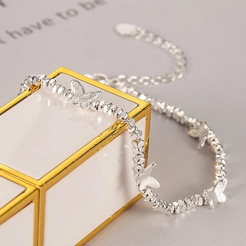 VENTFILLE Schmetterlingsarmband aus 925er-Sterlingsilber für Mädchen, Perlenschnur-Design, Insekt, modisch, vielseitiger Schmuck, Geschenk, Dropshipping