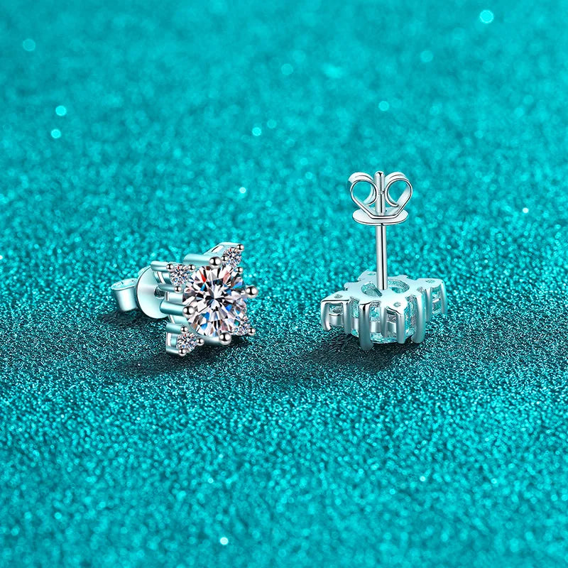 PANQDIY Mode Schneeflocke Ohrringe S925 Sterling Silber Intarsien Zirkon Stud Ohrringe für Weibliche Frauen Ohr Schmuck