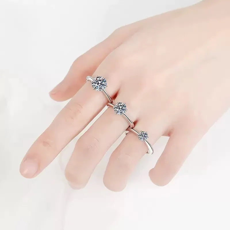 TEN CARATS 0,5-2CT verstellbarer Moissanit-Verlobungsring aus S925-Silber für Damen, ein laborgewachsenes Diamantgeschenk für Damen